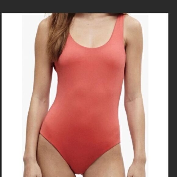 Onia Womens Kelly Scoop Neck Orange/Red one piece swimsuit size medium - Picture 1 of 8